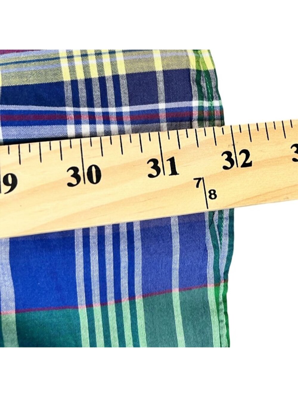 Ralph Lauren Mens Green Blue Plaid Button-Down Shirt XL Custom Fit Cotton Long S - Picture 9 of 9